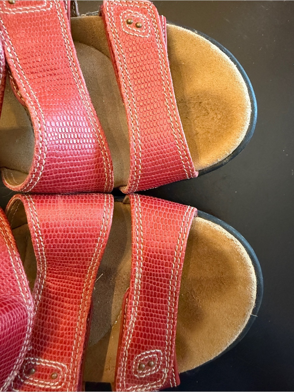 Clarks Women's Delana Damir Leather Slide - red - size 8.5 - Picture 6 of 9